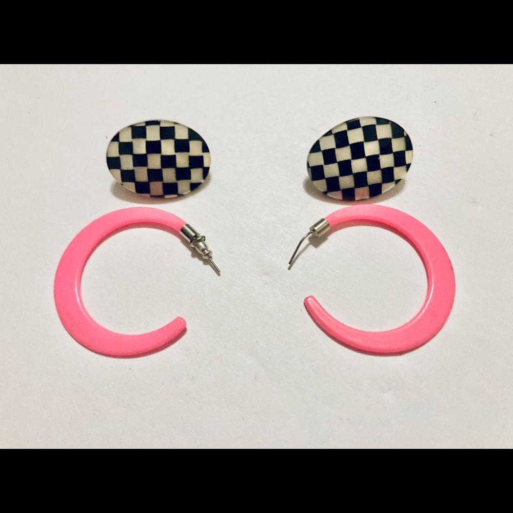 2 pairs Vintage 80’s new wave skater girl earrings